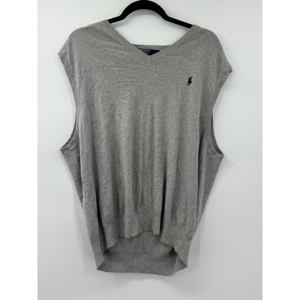 Polo Ralph Lauren Men's Gray Pima Cotton Golf Pullover V-Neck Sweater Vest Sz XL